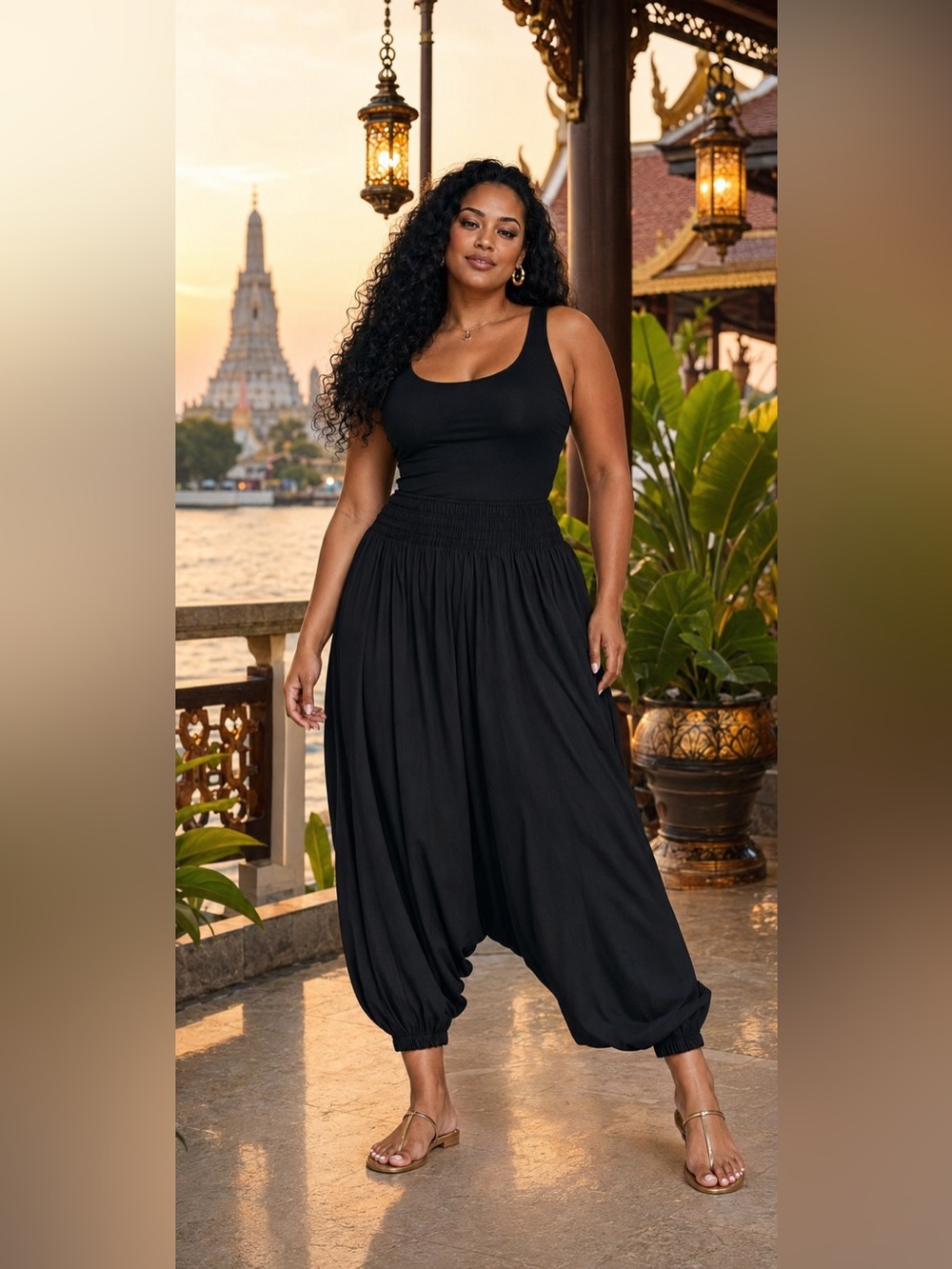 Bangkok Pants Black Plus Size Aladdin Harem Pants 2XL